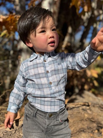 Jasper Onesie - Grey/Black Plaid