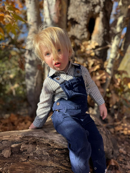 Jasper Onesie - Navy Cream Stripe