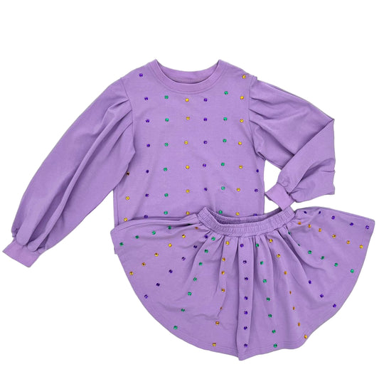 Mardi Gras Stone Skirt Set