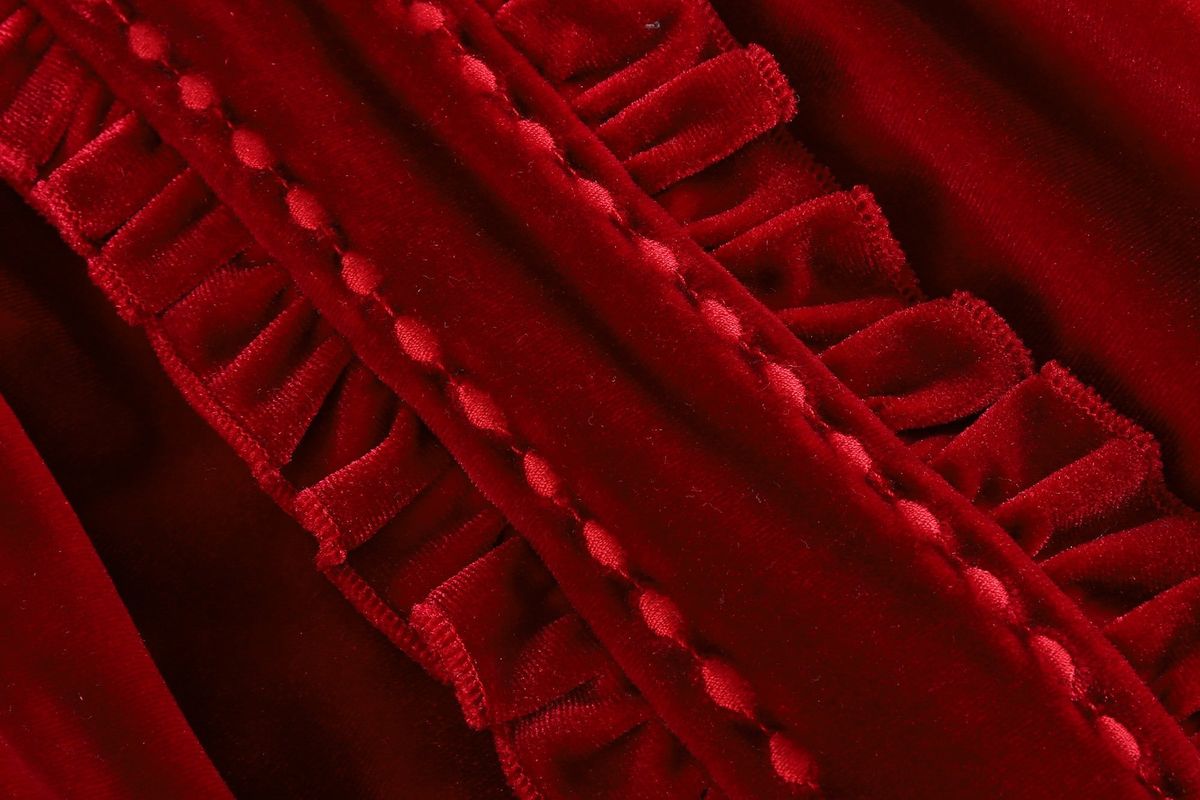 Red Velvet Ruffle Dress