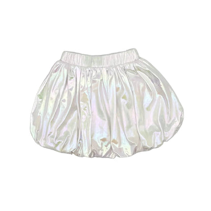 Metallic Bubble Skirt - White