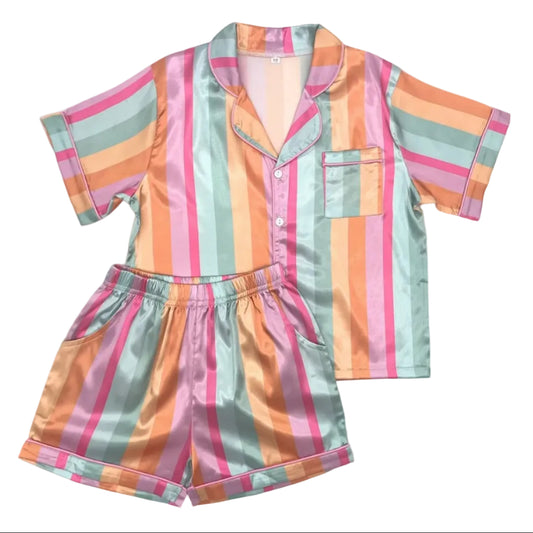Silky PJ Set - Spring Stripes