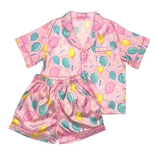 Silky PJ Set - Birthday Balloons