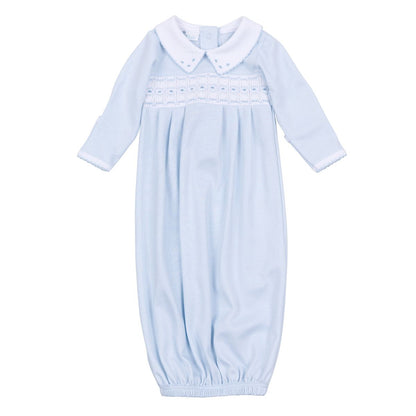 Landry's Smocked Gown/Lt Blue