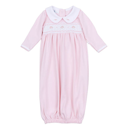 Lillian Pink Smocked Gathered Gown