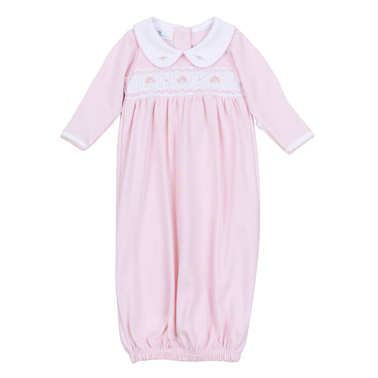 Lillian Pink Smocked Gathered Gown