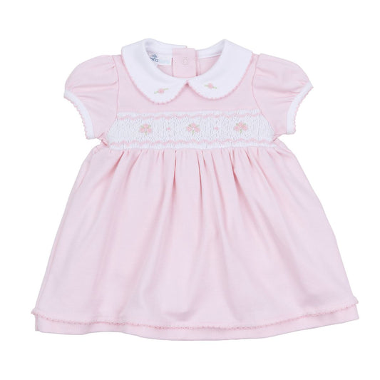 Lillian Pink Smocked Collared Dress