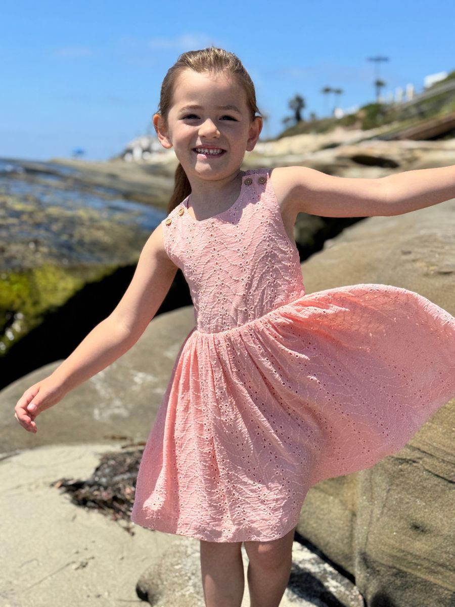Tilly Dress - Peach Eyelet