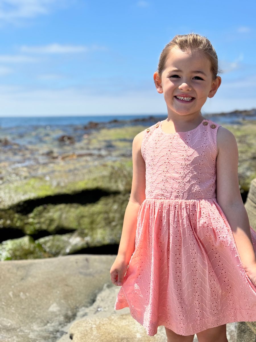 Tilly Dress - Peach Eyelet