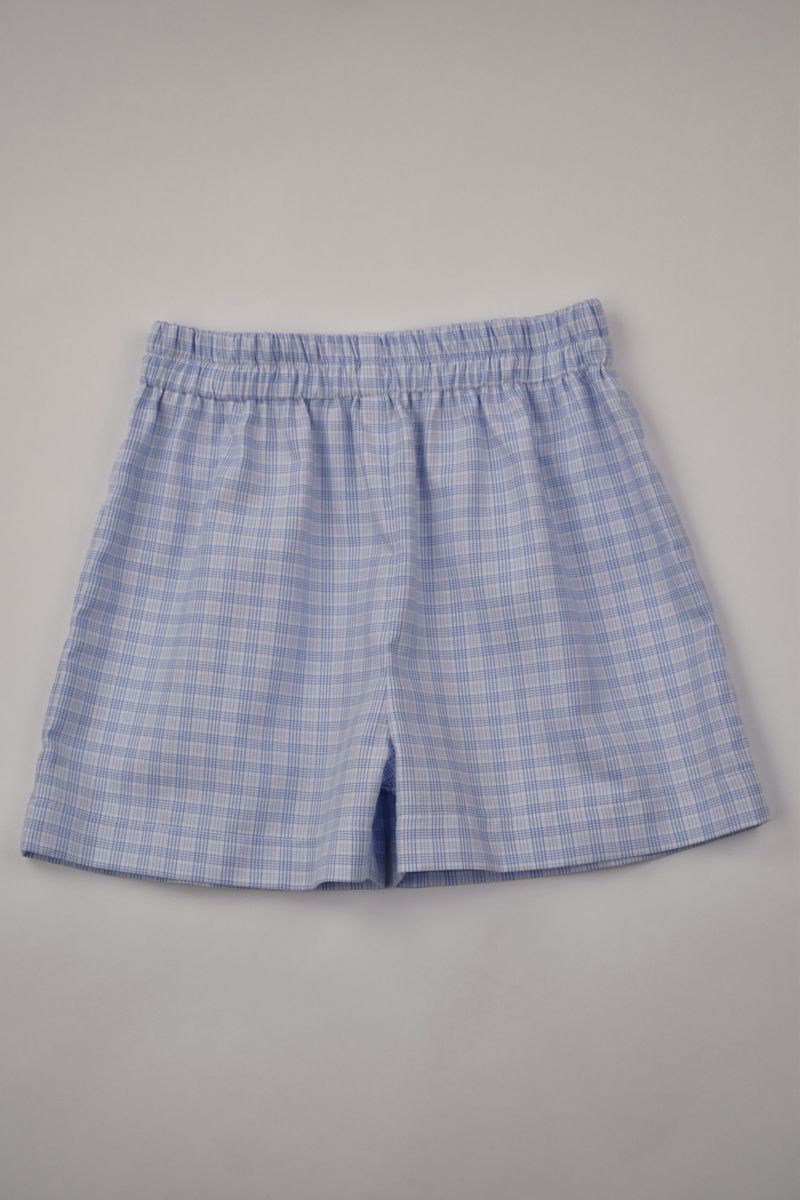 Pleat Front Short Set-Peri Plaid