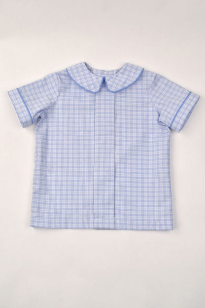 Pleat Front Short Set-Peri Plaid