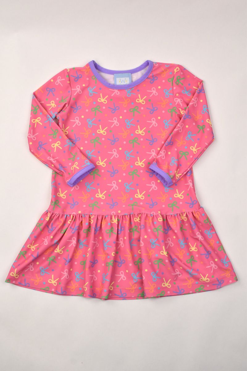 LS Dress - Bows Print