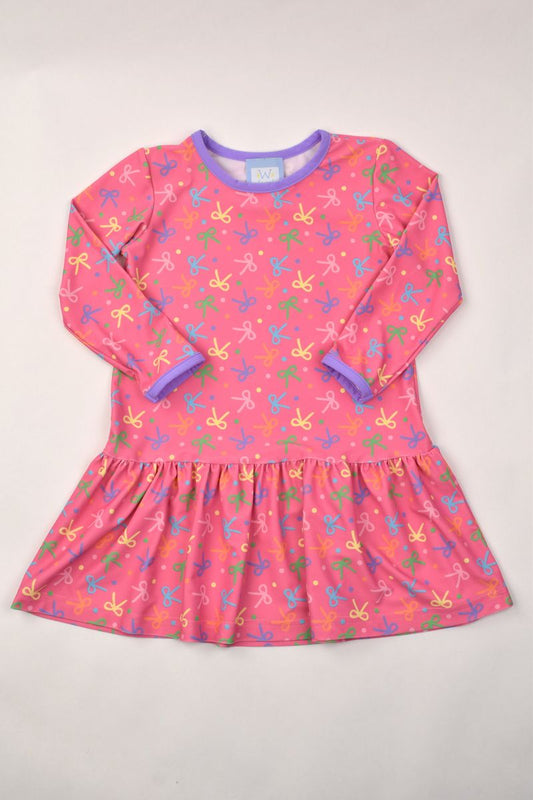 LS Dress - Bows Print