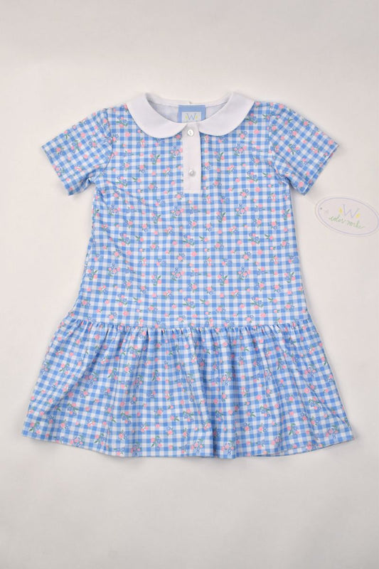 SS Collar Dress-Checks & Flowers-93261