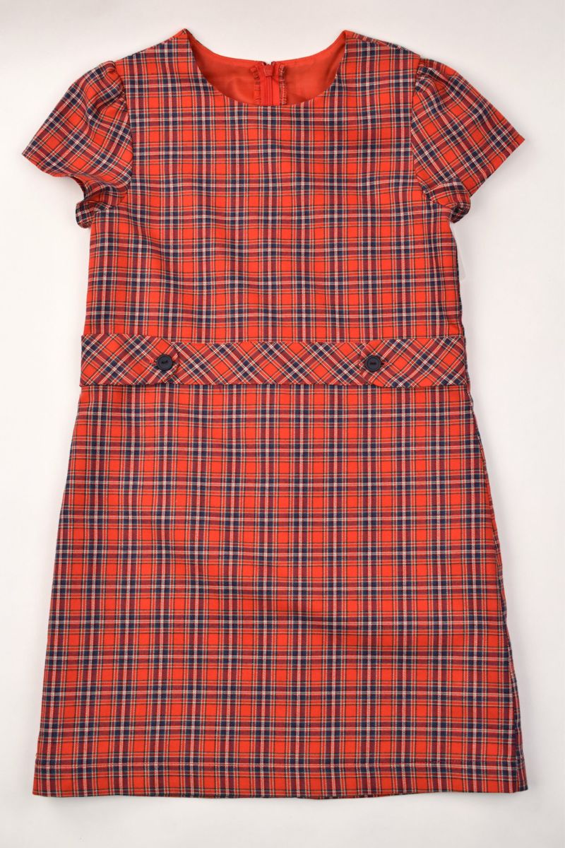 Red Plaid A Line Dress-79463