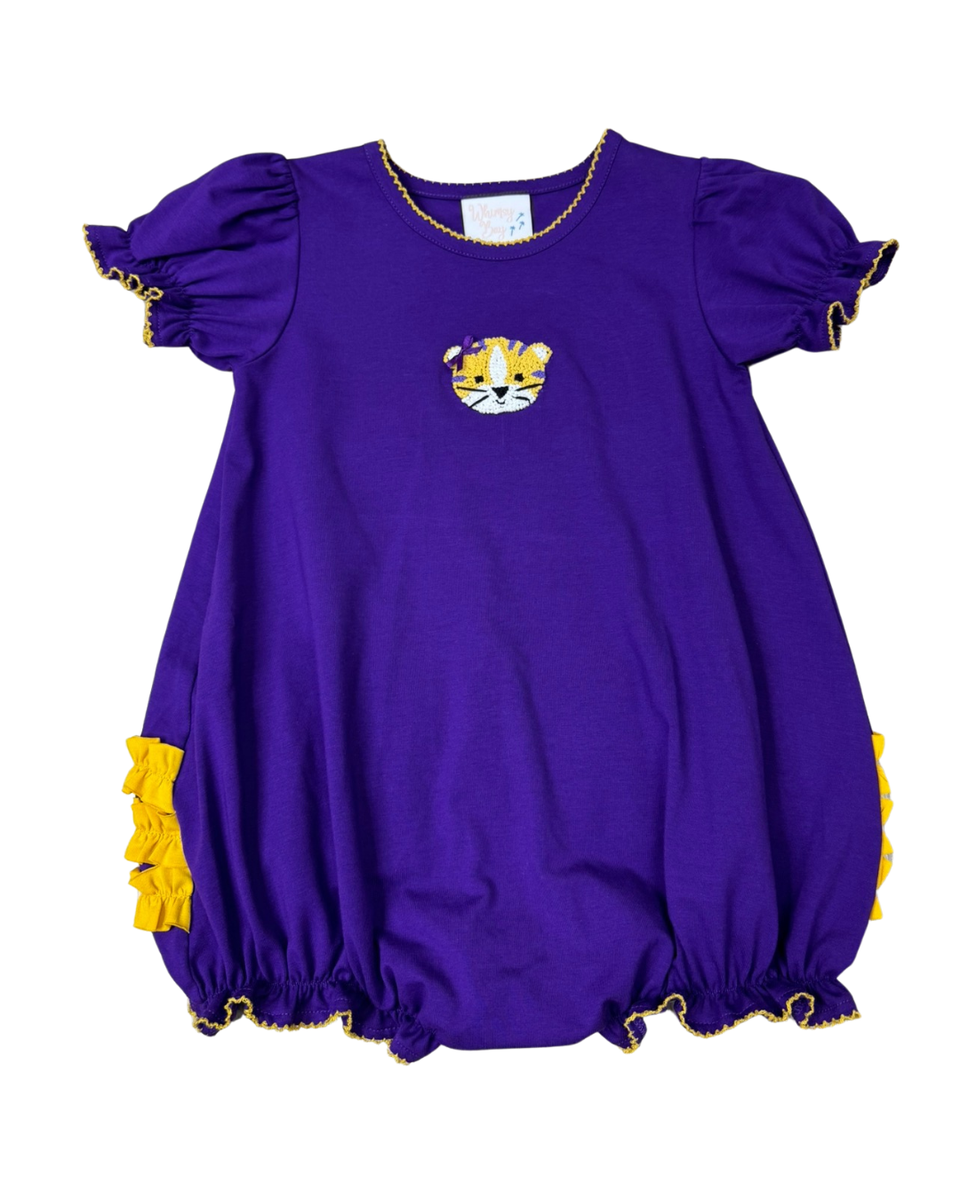 Purple & Gold Tiger Ruffle Bubble