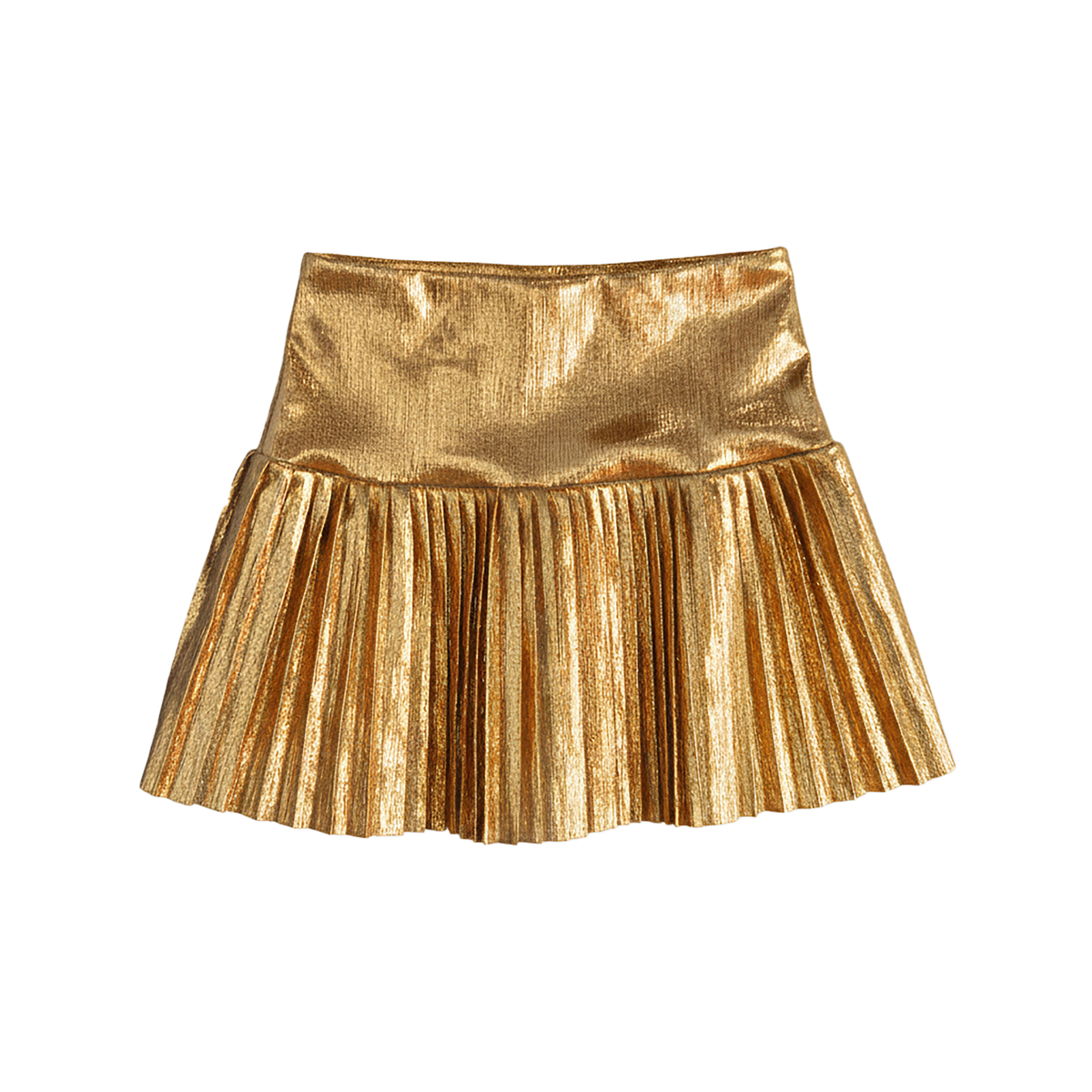 Metallic Drop Waist Pleated Skirt