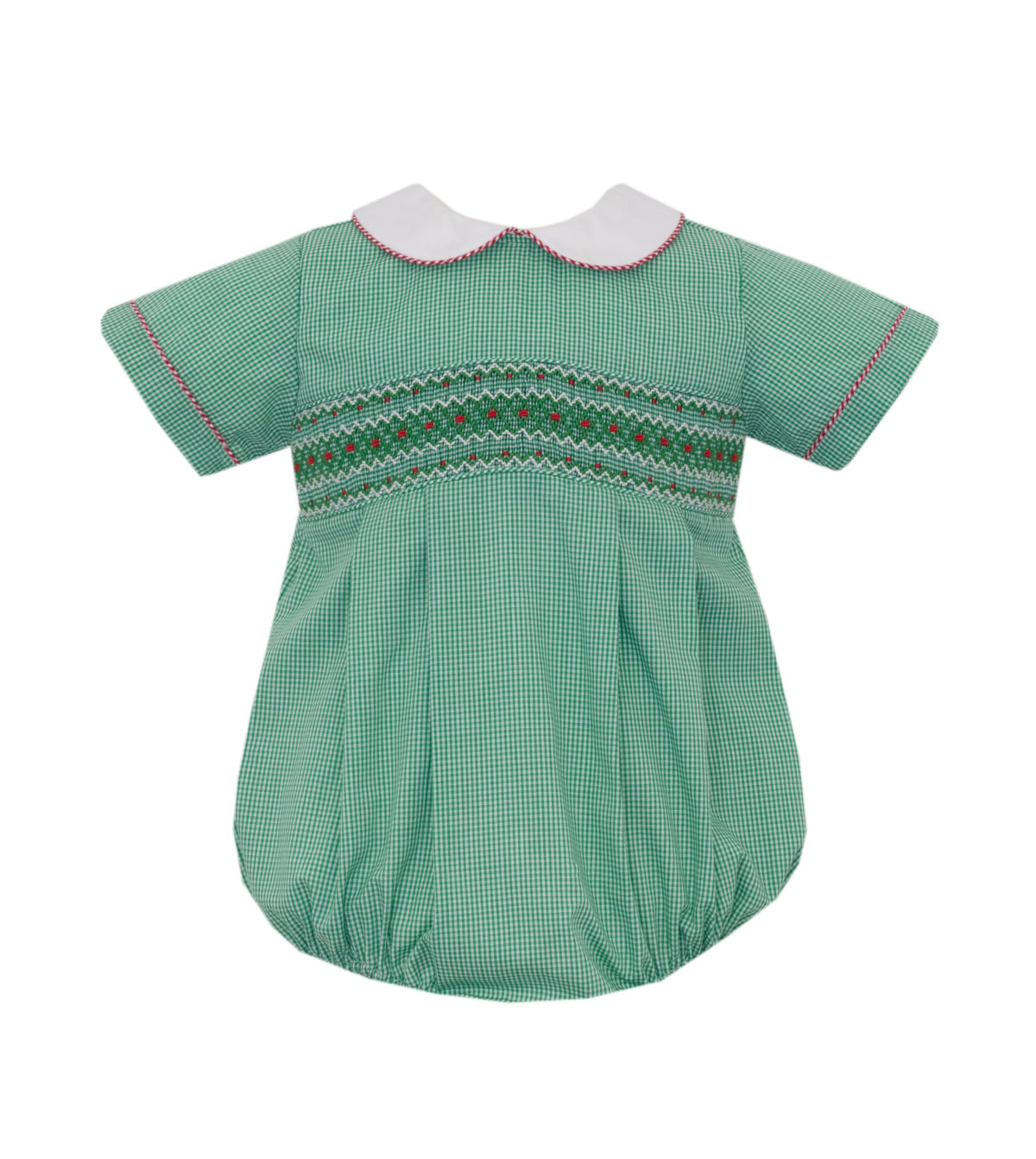 Green Gingham Smocked Boy Bubble-113