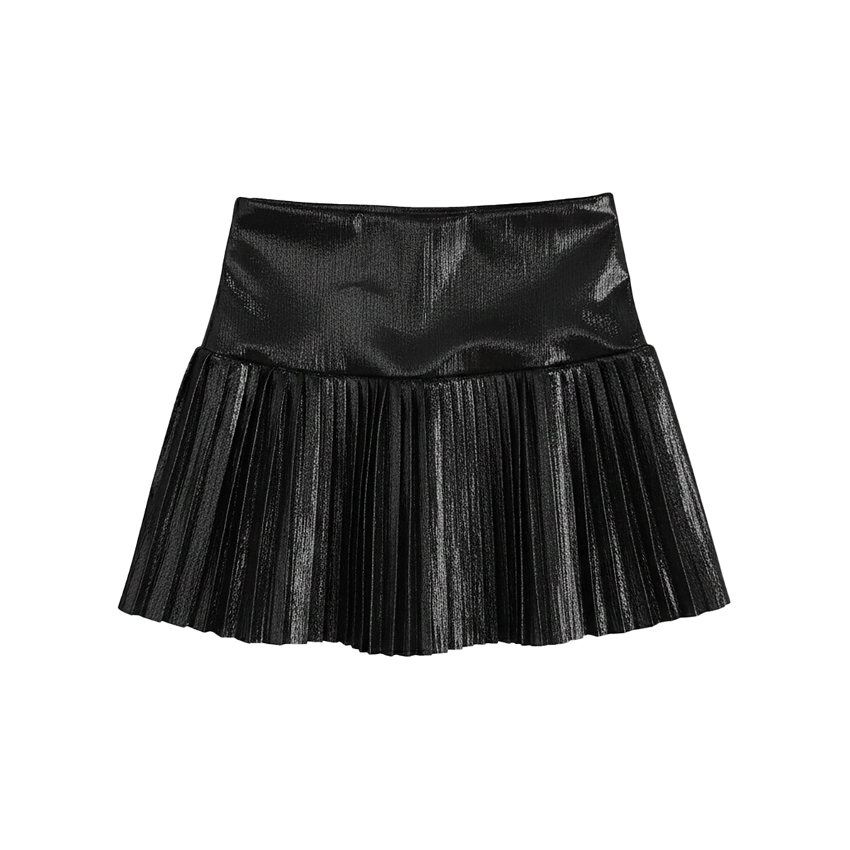 Metallic Drop Waist Pleated Skirt