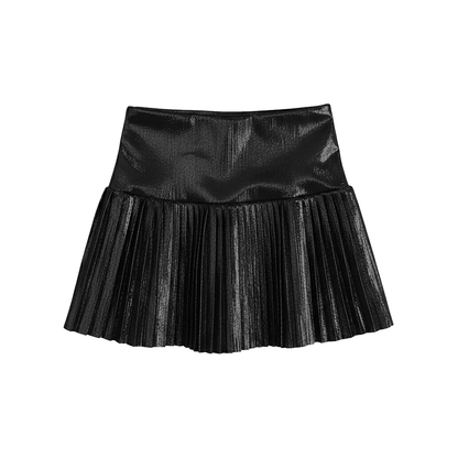Metallic Drop Waist Pleated Skirt