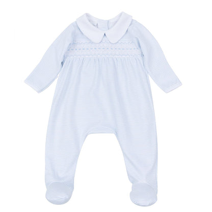 Benjamin Smocked Footie-Lt Blue