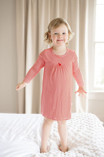 Red Mini-Stripe LS Dress
