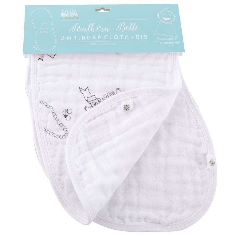 Burp Cloth & Bib: Southern Belle