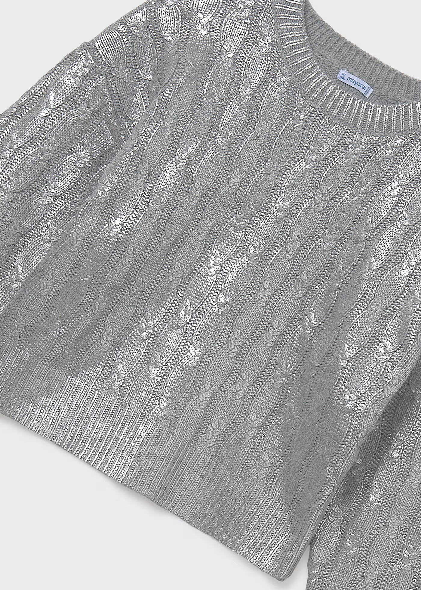 Braided Knit Sweater - Silver