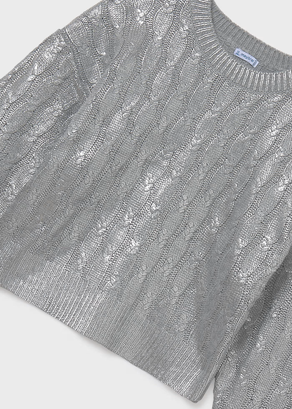 Braided Knit Sweater - Silver
