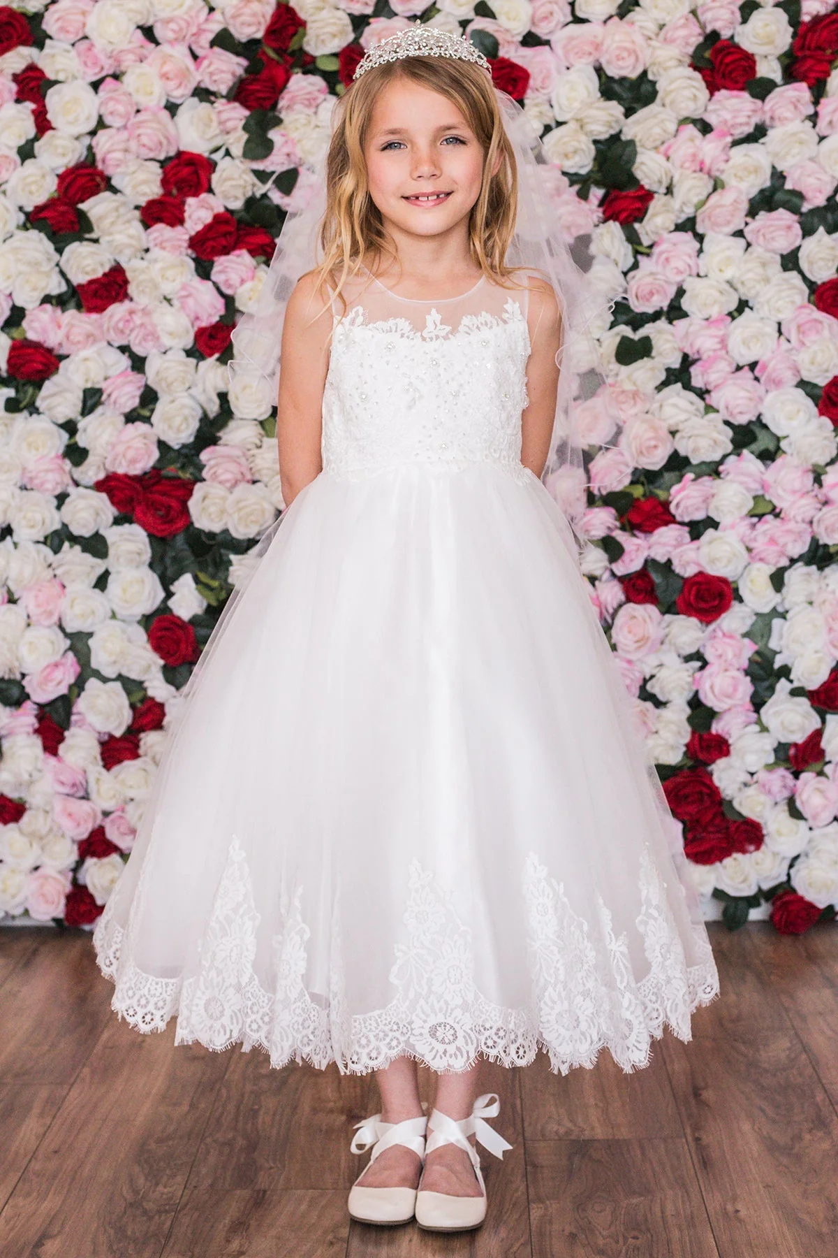 Lace Bateau Dress - White