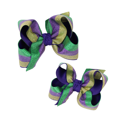 Layered Mardi Gras Metallic Bow