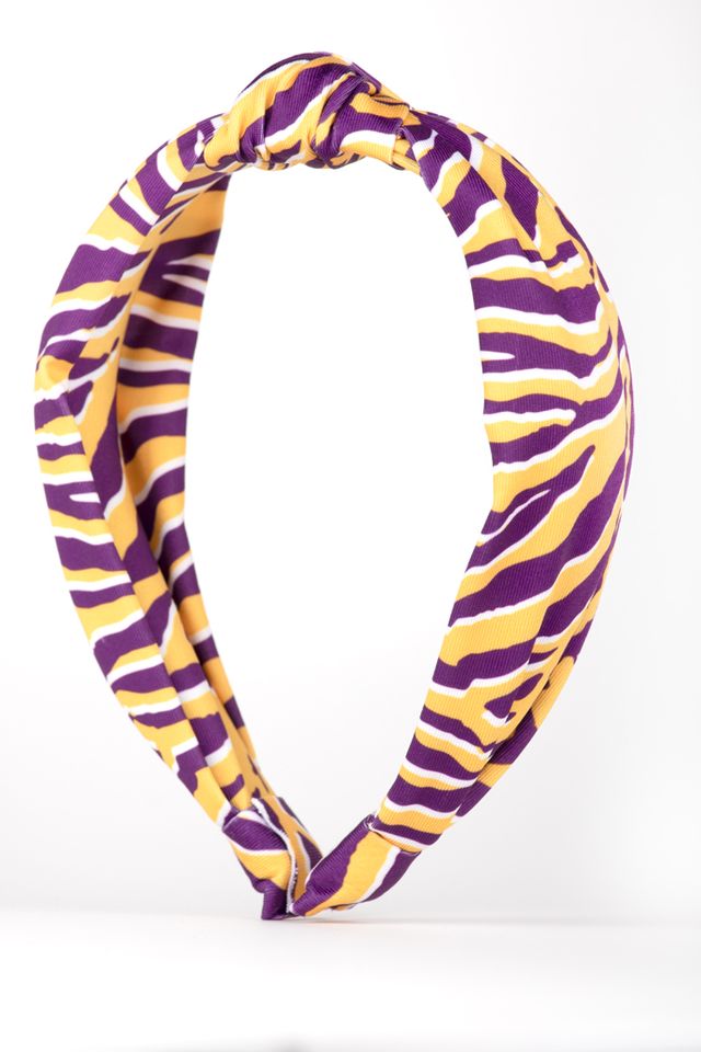 Top Knot Headband-Tiger Purple/Yellow-11623
