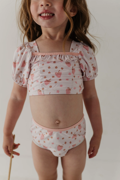 Strawberries - Puff Sleeve Swimsuit