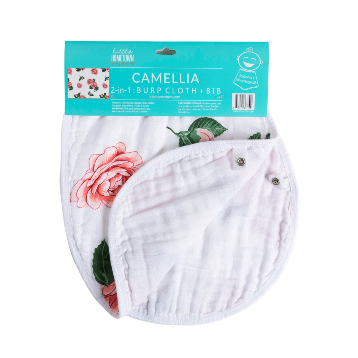 Burp Cloth & Bib: Camellia