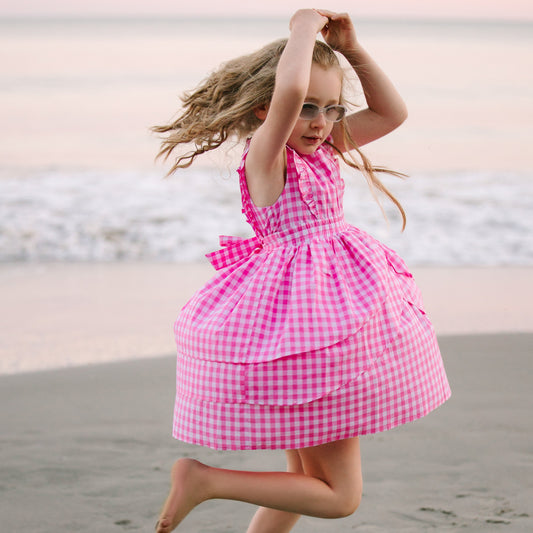 Ava Smocked Pink Gingham Dress