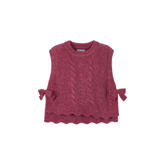 Knit Side Bows Vest - Cherry