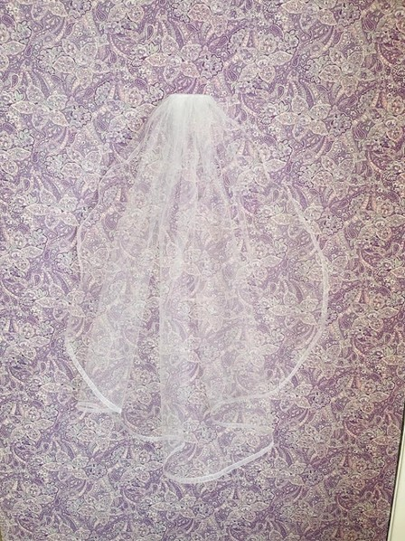 1st Communion Veil - Single Layer/Organza Trim