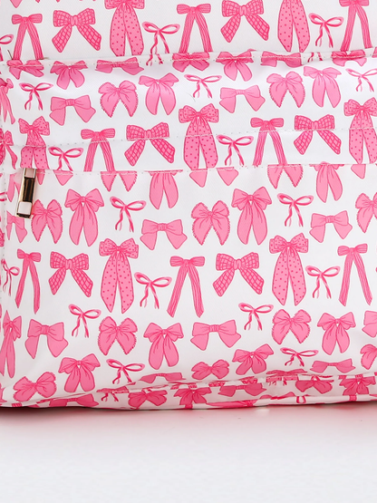 Bow Print Canvas Backpack