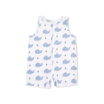 Shortie S/L Romper - Bubbly Sailor Whales