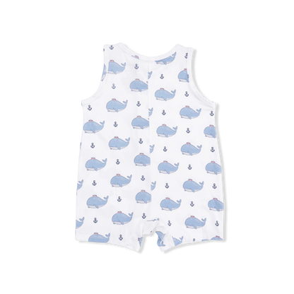 Shortie S/L Romper - Bubbly Sailor Whales