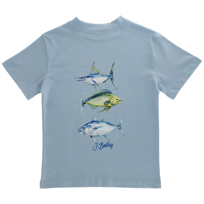 Logo Tee - Fish Trio on Bayberry