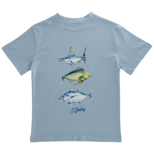Logo Tee - Fish Trio on Bayberry