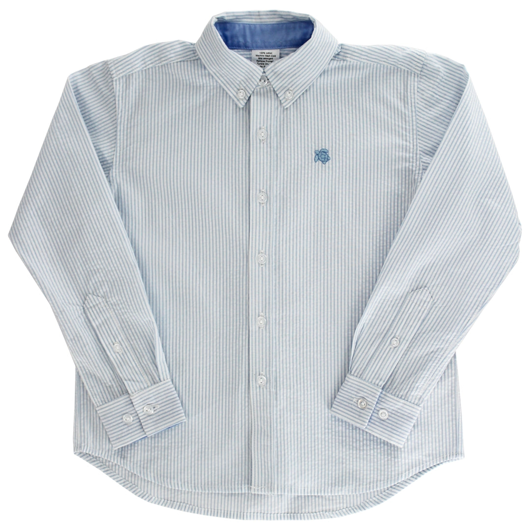 Roscoe Button Down - Blue Striped Seersucker