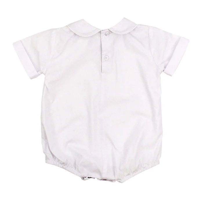 Boys S/S Piped Onesie-White