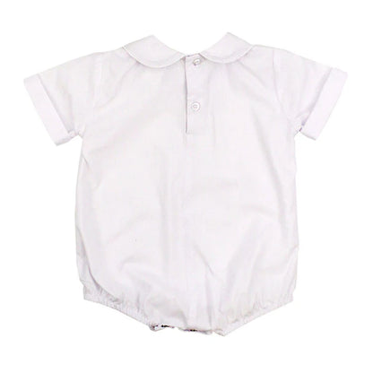 Boys S/S Piped Onesie-White