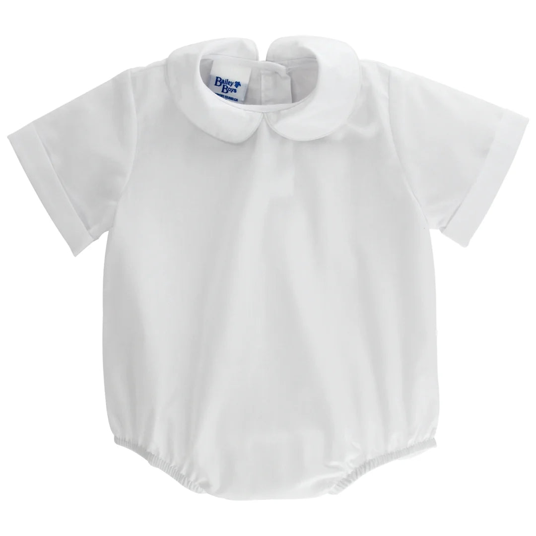 Boys S/S Piped Onesie-White