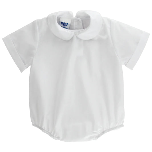 Boys S/S Piped Onesie-White