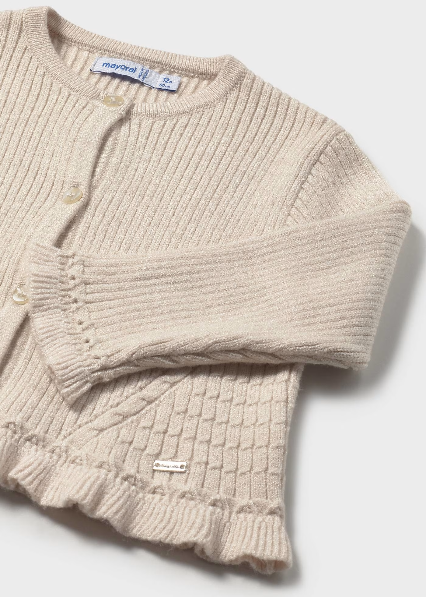 Ruffle Trim Cardigan - Beige