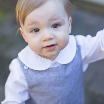 Boys L/S Piped Shirt - White