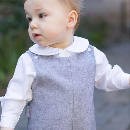 Boys L/S Piped Shirt - White